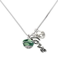 Delight nakit Silvertone listove vapne na zelenom traku Spinner - Ogrlica za ljubav i zaključavanje
