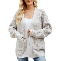 Lagani kardigani za žene Bijeli kardigani za žene Ženska nova srednja duljina Slouchy pleteni džemper
