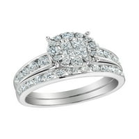 Dijamantni zaručnički prsten i set za vjenčanje 1. Carat u 14k bijelo zlato