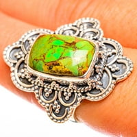 Veliki zeleni bakar kompozitni tirkizni prsten veličine 7. - Ručno rađen boho vintage nakit zvona121924
