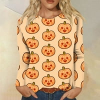 Feterrnal ženska modna okrugla vrat dugih rukava zimska ležerna majica Halloween tiskana majica