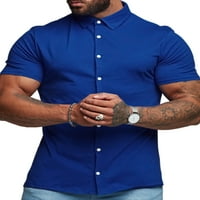 Paille muškarci Ljetne košulje na majici majica kratki rukav muški bluza za mišiću casual rever izrez