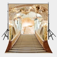 Greendecor Polyster 5x7ft Fantastična evropska arhitektura Backdrop leteći mali anđeli 3D sanjivo fotografija