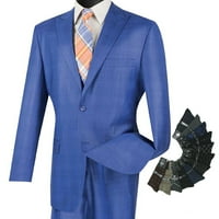Muški 2pc. Glen Plaid Regular Fit Single Greated Suit w w Parovske čarape - plava 42R