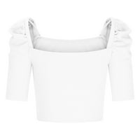 Bijela bluza za ženske bluze Modne žene Ljeto odljeva rukavica Tri četvrtine cvjetne čipke uredu dama