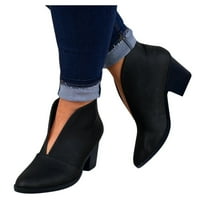 Ketyyh-Chn Ženske cipele za gležnjeve Snaci niske potpetica čipke cipele zime tople čizme cipele crna,