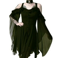 GDFUN Women Plus veličina modna rosa ramena Gothic Ruffled Sling haljina Nepravilna haljina Ljetna haljina