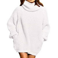 Zodggu Turtleneck Pulover HIP WRAM MIDI džemperi za žene labave ležerne žene modne žene vrhovi dugih
