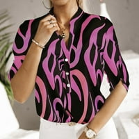 Ženska majica modne bluze vrhunskog ljetnog cvjetnog tiska Ležerne tipke s dugim rukavima V izrez Retro