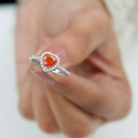 Jewels Rosec 1. CT Oblik srca vatre Opal Prsten sa moissitnim halo, vatrenim otpasnim prstenom, prirodnim