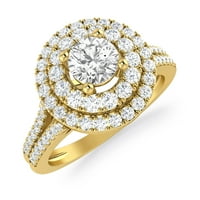 Carat IGL certificirani Diamond 10k žuti zlatni dvostruki halo zaručnički prsten