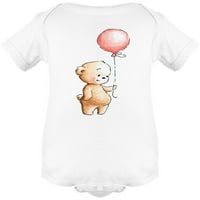 Bucmast medvjed sa crvenim balonom Bodi, dojenčad -image by Shutterstock, novorođenče