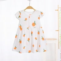 Dječji ljetni tanki stil slatki crtani mandarinski ispis prozračna haljina za djevojke haljina mjeseci