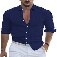 Muški vrhovi majica s dugim rukavima rever za bluzu za vrat Muškarci Slim Fit Tee Holiday majica Narančasta
