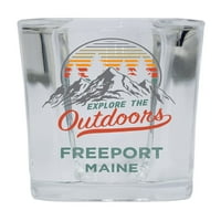 Freeport Maine Istražite otvoreni suvenir Square Square Base alkohol Staklo 4-pakovanje