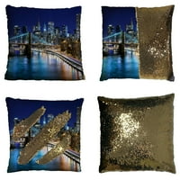 Skyline u centru grada New York USA Reverzibilna sirena Sequin jastuk za jastuk za kućni dekor