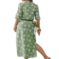 Glookwis Women Split suknje sukse odijela Set suknje Boho boemska ljetna haljina set gumb spuštaju odjeću