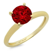 3CT okrugli rez crveni prirodni poklon od 18K žute zlatne obljetnice Veličina prstena 4,75