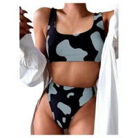 Vivianyo HD Ženski klike plus veličina Ženske krave Print Bikini Push-up jastuk kupaći kostimi kupaći