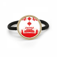 Crveni obrisi China Landmark Srebrna metalna kosa kravata i gumeni trak za glavu