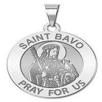 Saint Bavo vjerska medalja veličine nikla - čvrsta 14k bijelo zlato