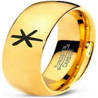 Tungsten Asterisk Star Simbol glifne prsten za muškarce Žene Udobne cipele 18K žute zlatne kupole polirano
