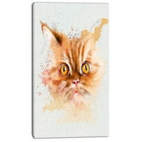 Dizajnerska umjetnost 'Ozbiljna mačka lica akvarel skica' slikanje ispis na zamotanom platnu