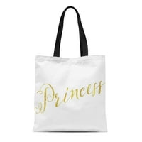 Platno torba Fau Princess Inspirational Gold Motivacijska bijela trajna za višekratna trska za kupovinu
