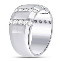 14k bijeli zlatni okrugli dijamantni prugasti mat vjenčani prsten 1- cttw