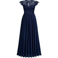 Homchy ženske haljine šifon šifon šivanje čipke djeveruše haljine haljina plava 2xl