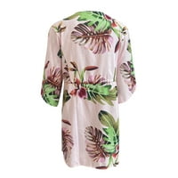 FSQJGQ Ljetne haljine Boho Haljine za žene Modni print cvjetni prednji čvor Mini haljina batwing rukave