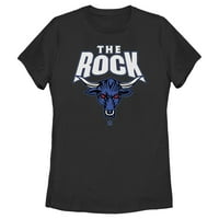 Ženski WWE The Rock Bull Logo Grafički tee crni veliki