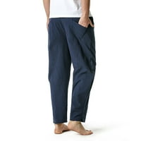 Simplmasygeni Muška čišćenje tereta Ljetne hlače Široke noge Pamučne lamelne casual hlače lagane elastične