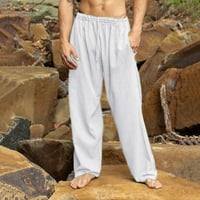 Muški duksevi Muške proljeće Ljetne casual pantalone Solidne posteljine sportove pune dužine hlače sa