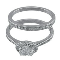 Brilliant Cut Wedding Band Angažman prsten za učvršćivanje u srebru sterlinga