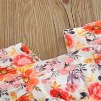 Musuos Baby Girls Ljetne odjeće, slatka ruffle rukava elastična struka cvjetne zacrvene rupe s setom