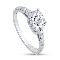 Zaručni prsten za žene, 18k bijelo zlato iznad srebrnog prstena od sterlinga 1. CT D boja VVS jasnoća