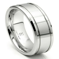Andrea Jewelers Cobalt XF Chrome dvostruki utor za vjenčani prsten za vjenčanje SZ 10.0