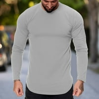 Muška modna casual Sportska fitnes na otvorenom zakrivljeni rub čvrsta boja okrugli vrat majica dugih