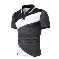 Slim Fit Polo majice za muškarce Blok u boji Patchwork Golf Tenis Ležerne prilike kratkih rukava Down