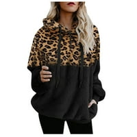 Strungten ženski leopard patchwork dugih rukava dukserica majica za pulover na vrhu bluza ljetni vrhovi