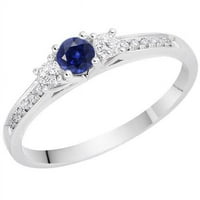 Harry Chad Enterprises Gemstone CT okrugli dijamantni prsten za uključivanje safira, veličina 6.5