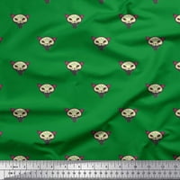 Soimoi Green Silk Tkaninski plemenski mačka lica ispis tkanina od dvorišta široka
