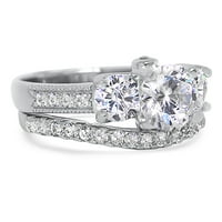 Vjenčani prsten set ga i njezin sterling srebrni angažman prstenje trio ga je postavio 10 11