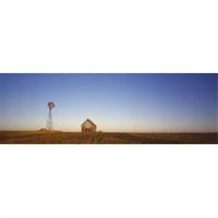 Vjetrenjača u polju u blizini seoske kuće Illinois USA Poster Print by - 12