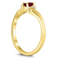 Ženski 5x rubin i dijamantni valni prsten u 10k žutom zlatu