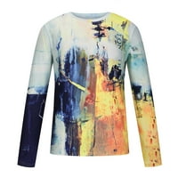 Stamzod Plus Veličina Muška odjeća Modne majice Spring Dugi rukav Tie-Dye Gradiont Street TEE 3D Tisak