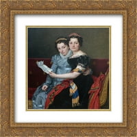 Jacques Louis David Matted Gold Ornate uramljena umjetnost tiskane 'sestre Zemaniide i Charlotte-Bonaparte'