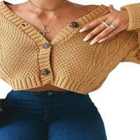 Dewadbow Women V izrez Cardigan dugi rukav džemper s kratkim pletenim jaknom