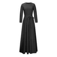 Bodycon haljine za ženska haljina za sunčanje Crta s dugim rukavima od tiskanog crnog l